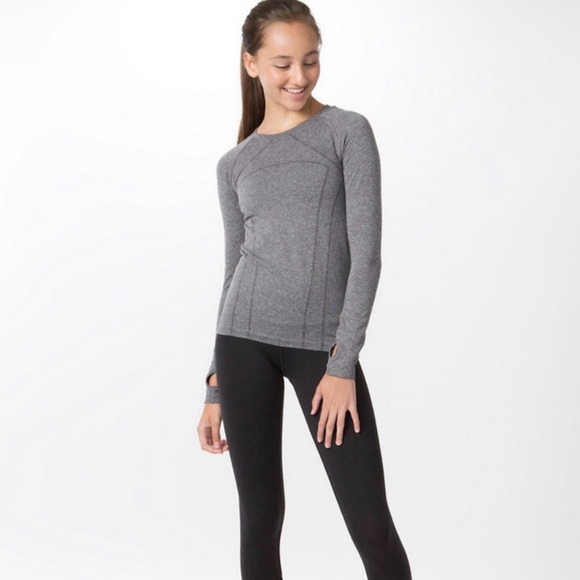 Ivivva by Lululemon Girls Swiftly Fly Tech Seamless Long Sleeve Shirt XS Gray - Picture 4 of 4
